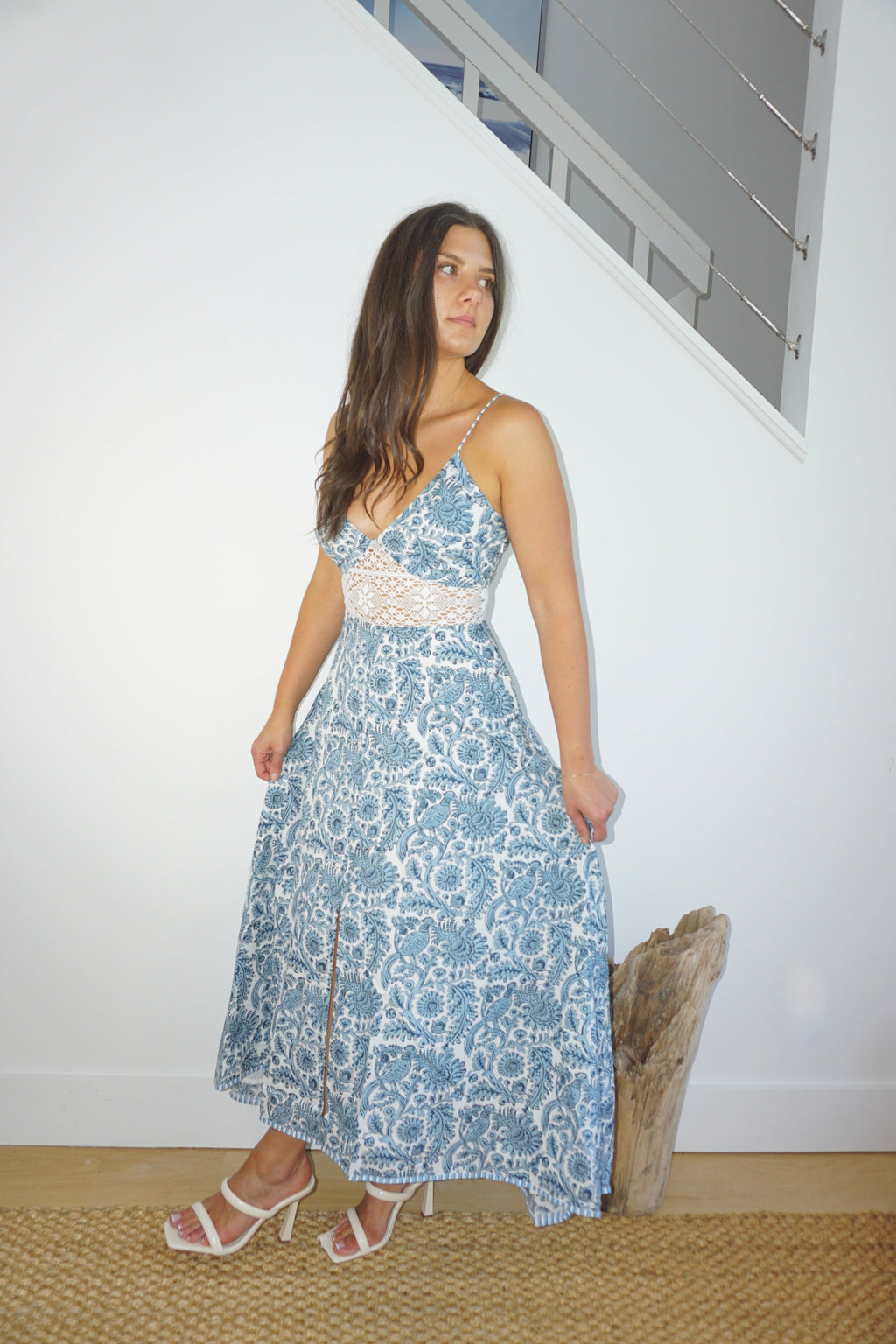 Isabella Dress in Teal Bird