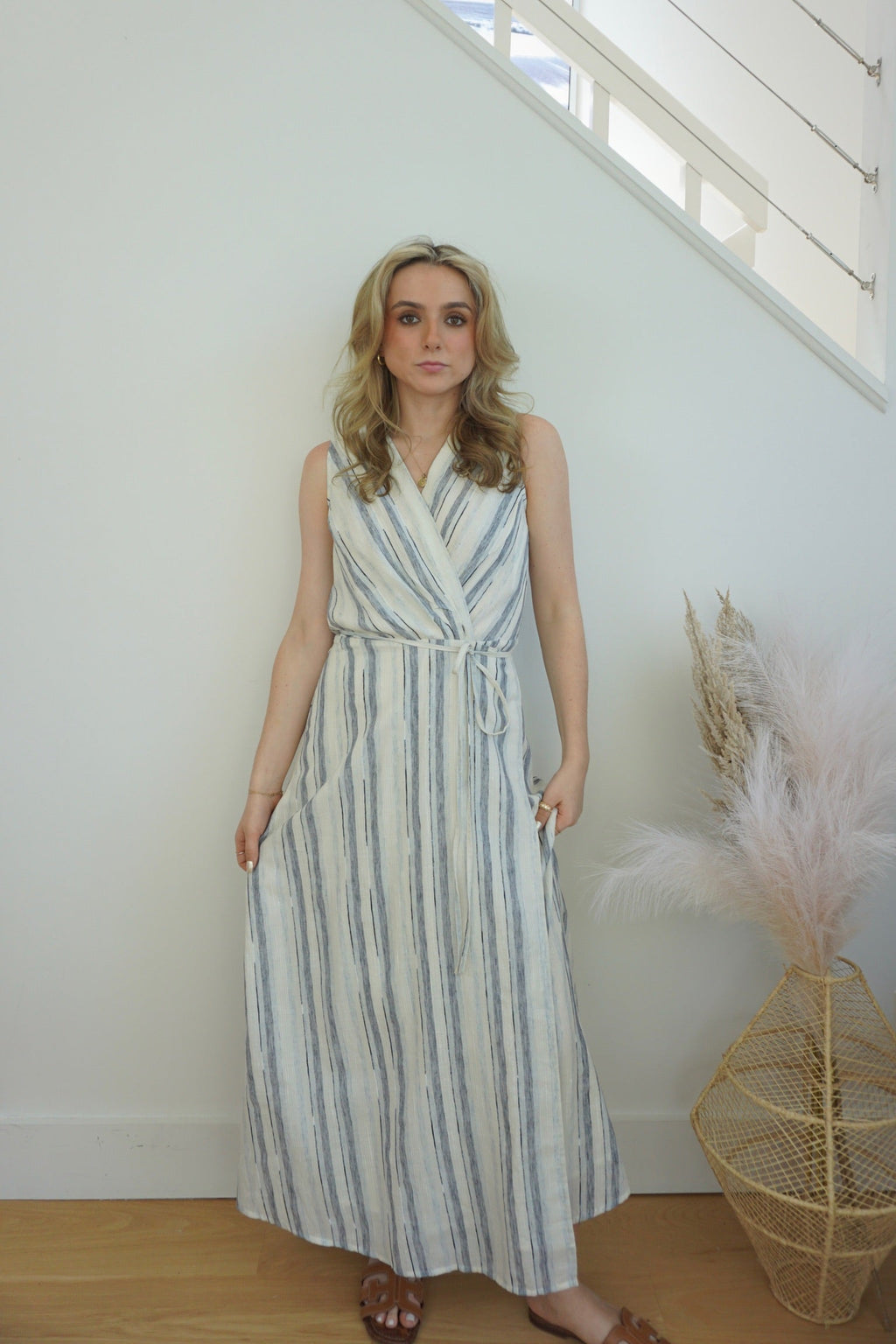 Jane Wrap Dress in BLU WVN STR