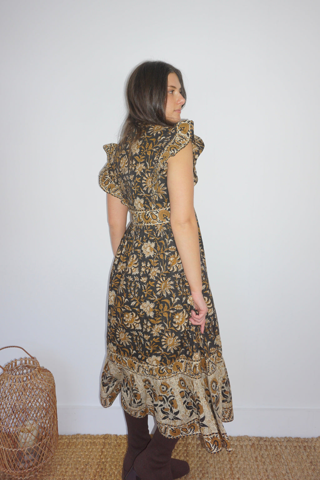 Lennon Dress in Black Jacobean