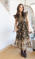 Lennon Dress in Black Jacobean