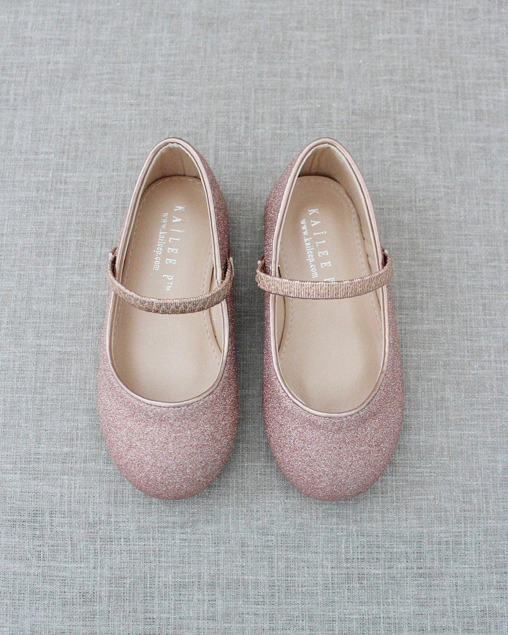 Rose Gold Fine Glitter Mary Jane Flats