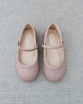 Rose Gold Fine Glitter Mary Jane Flats