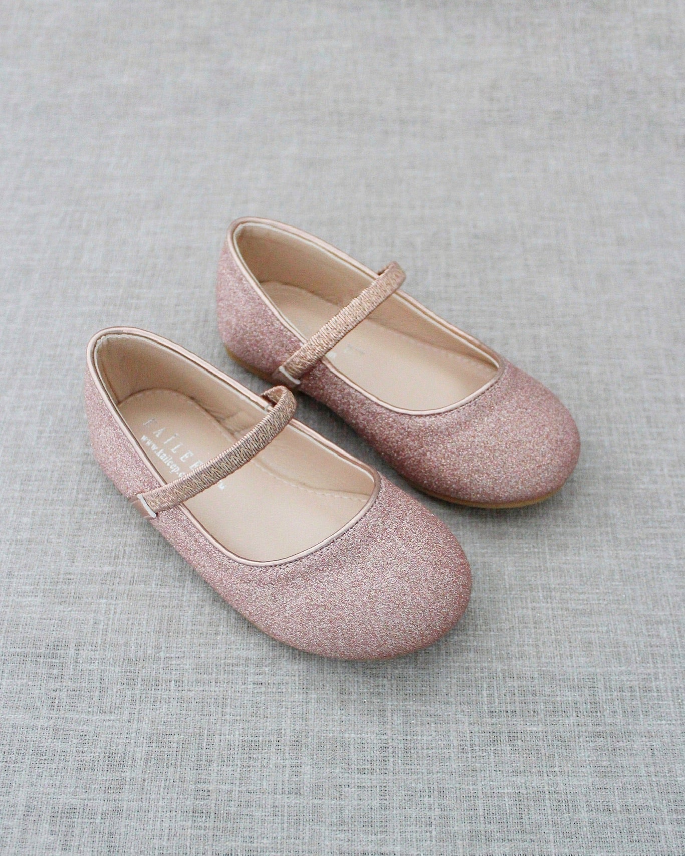Rose Gold Fine Glitter Mary Jane Flats