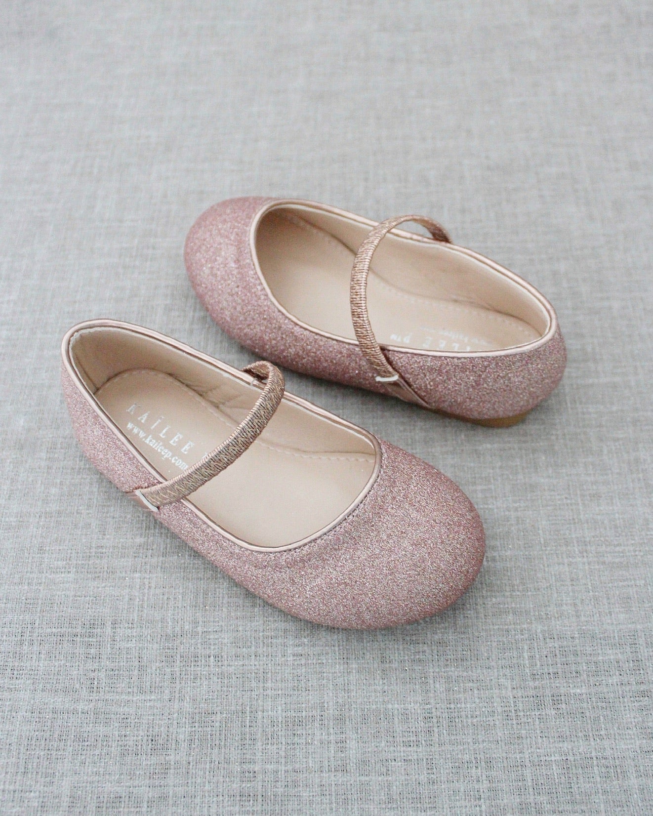 Rose Gold Fine Glitter Mary Jane Flats