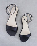 Girls Satin Flat Sandal with Ankle Strap