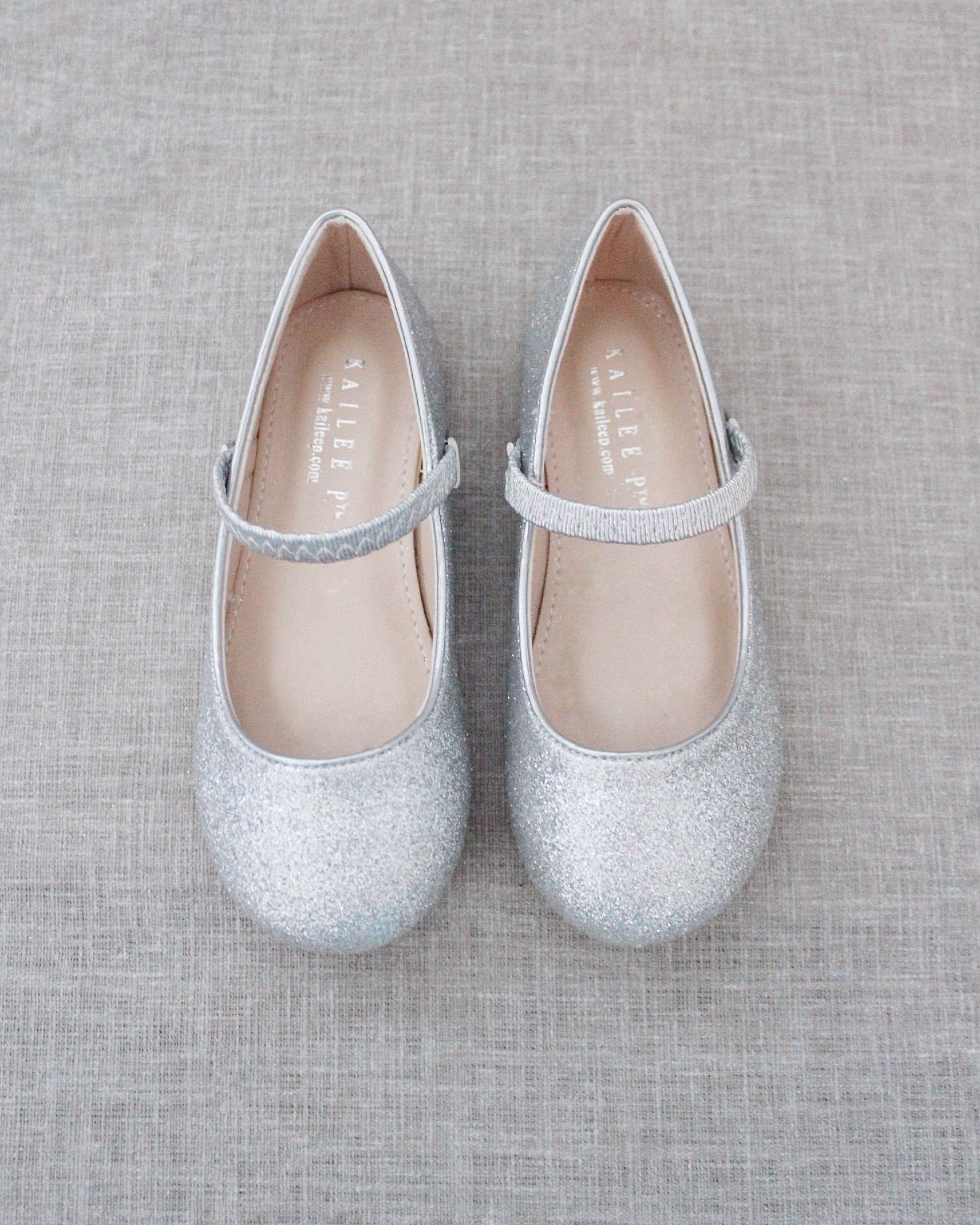 Silver Fine Glitter Mary Jane Flats