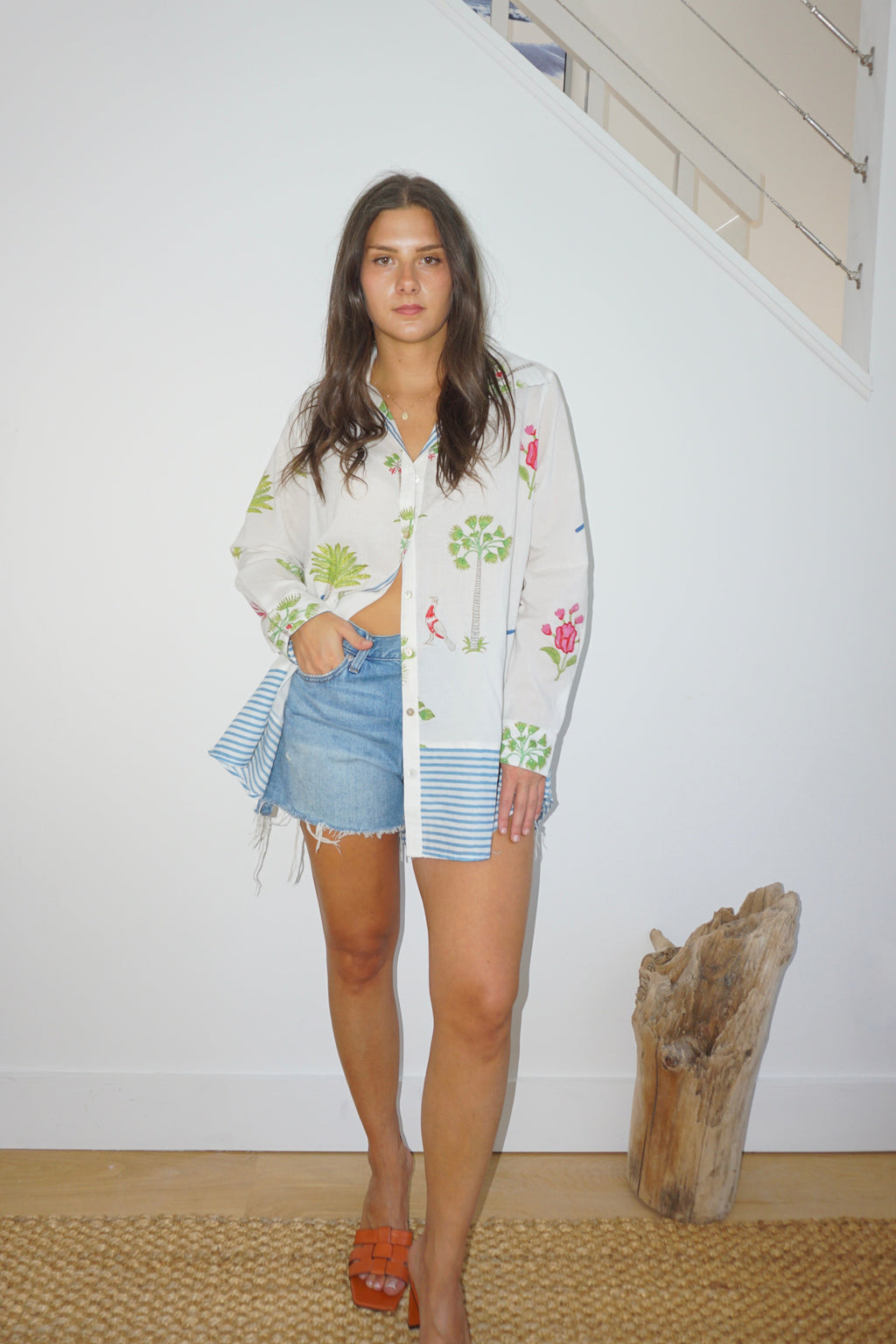 Thea Beach Shirt in Palm Paradise
