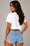 White Mexico graphic raw-hem crop tee additional view