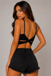 Black Mexico graphic cami top open twist-back view