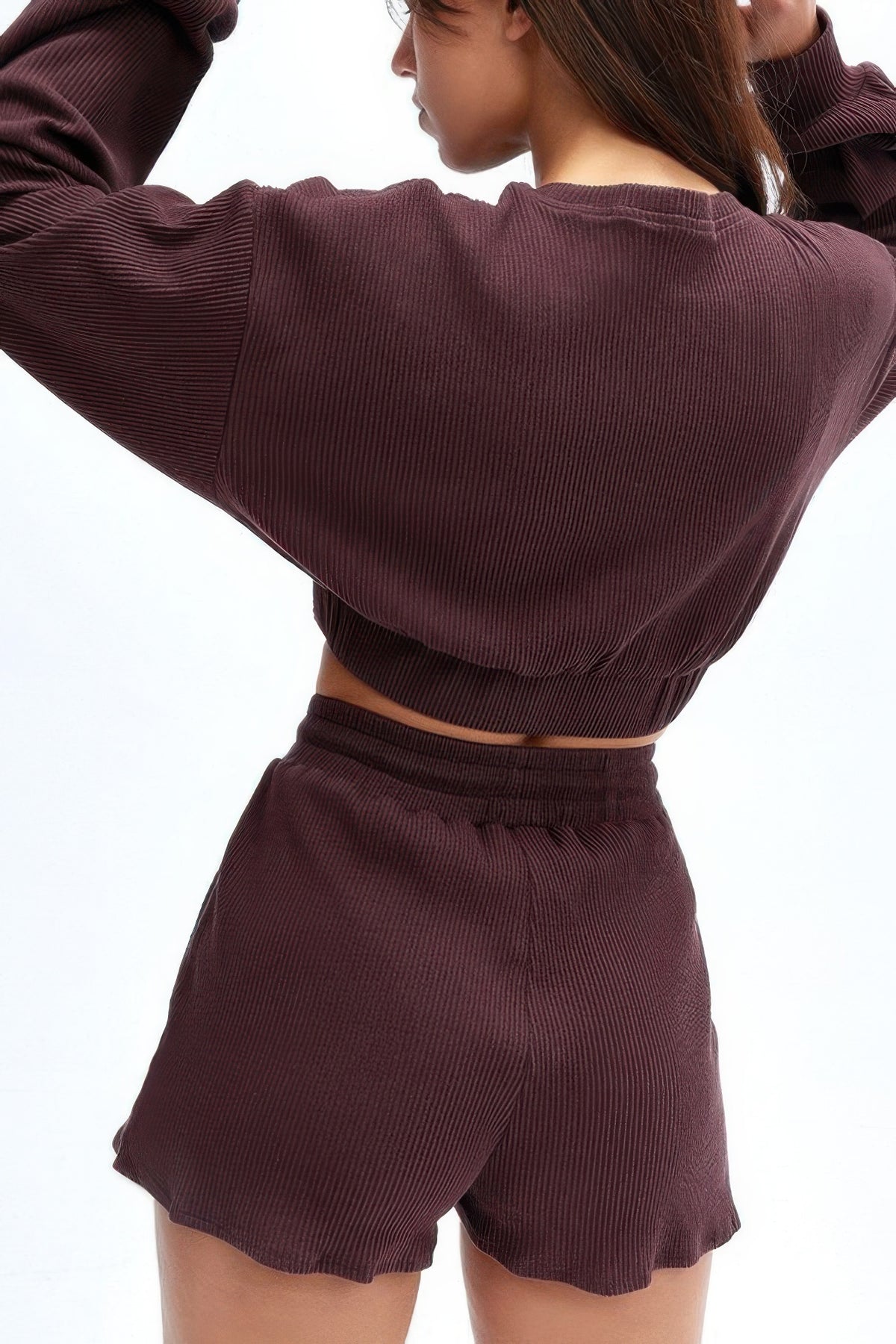 Women's Cropped Long-Sleeve Top & Drawstring Pants Set