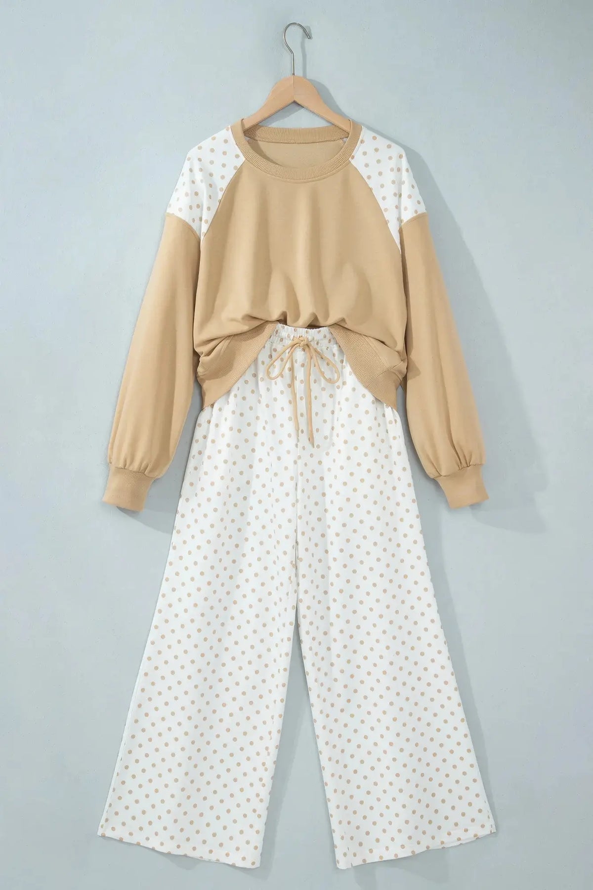 Polka-Dot Crop Sweatshirt & Wide-Leg Pants Set — photo 2