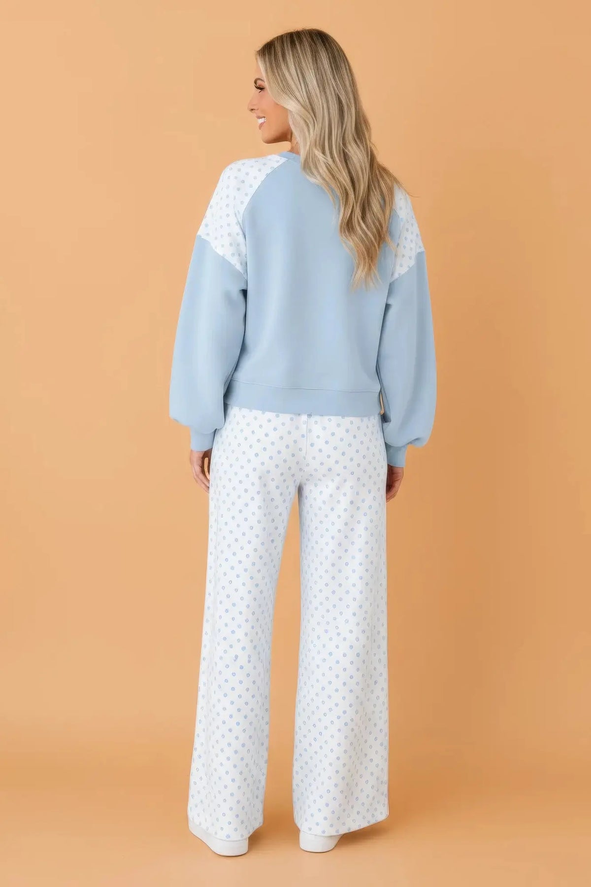 Polka-Dot Crop Sweatshirt & Wide-Leg Pants Set — photo 7