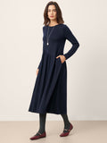 Wool Asymmetric Curved-Cut Midi Dress CALLIE