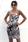 Leopard-print spaghetti-strap bodycon dress