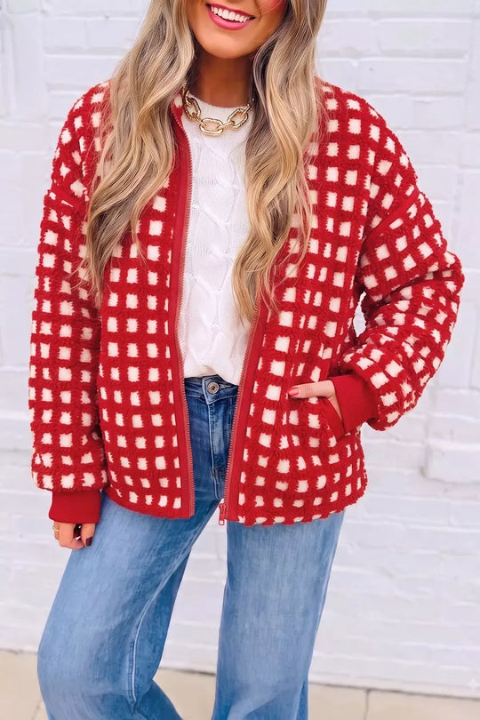 Another view: Plaid Zip-Up Long-Sleeve Outerwear