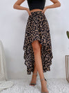 Women's leopard-print ruffle high-low skirt