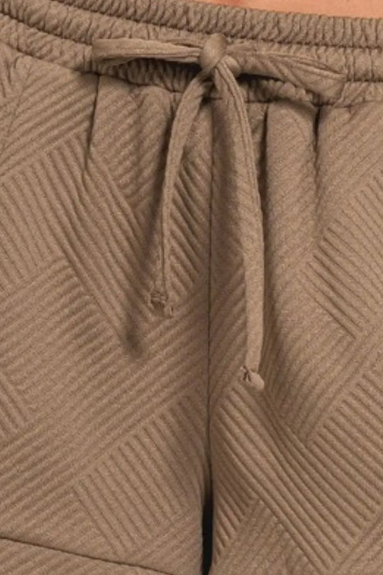 Another view: Textured Knit Jacquard Drawstring Shorts — MOCHA