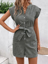 Liora Striped Notched Tie Waist Romper — product view 17