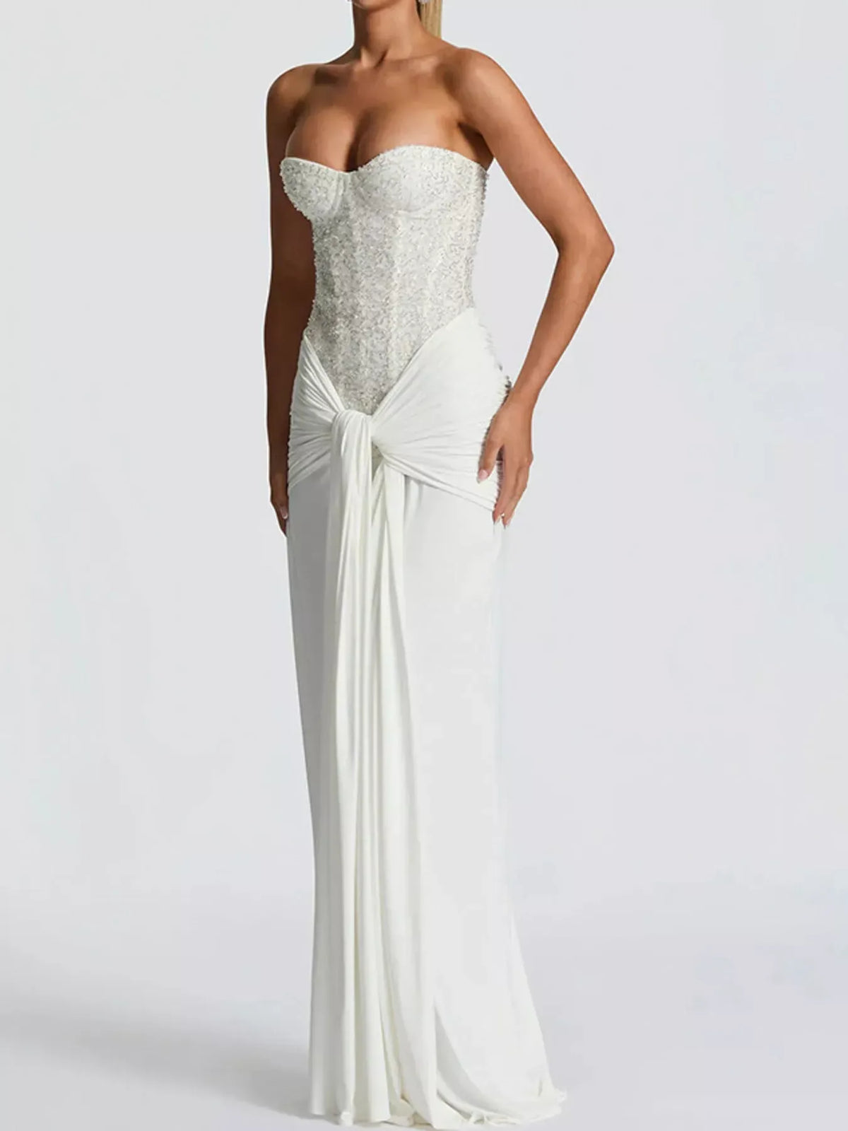 Women's Strapless Sequin Corset Maxi Dress — photo 3