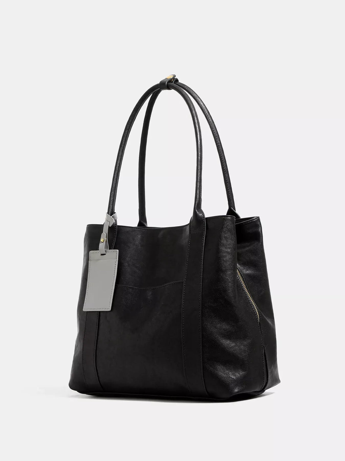 Black Faux Leather Tote Bag — photo 3