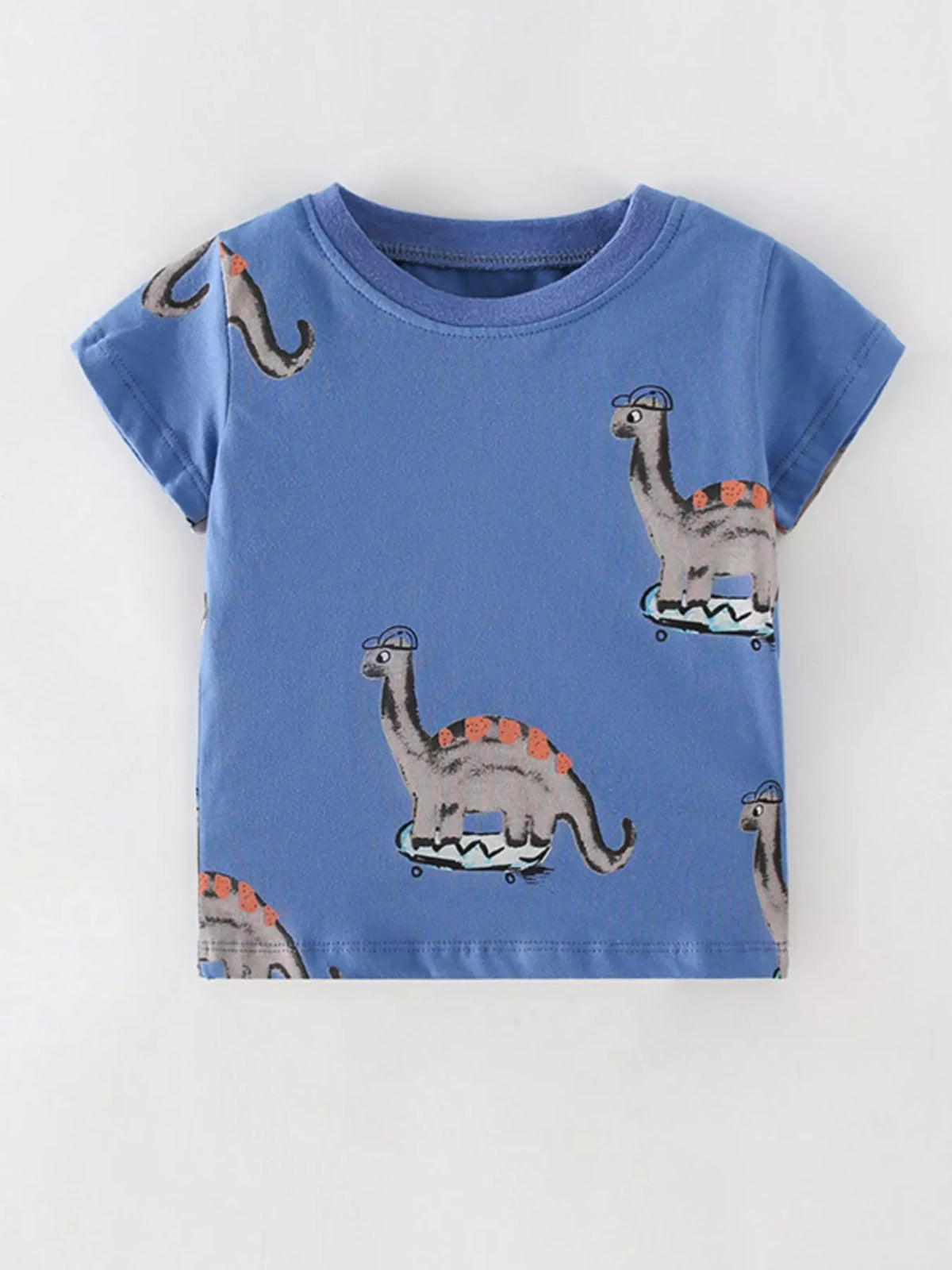Bluebird Lane Dinosaur Skateboard Print Crewneck Short-Sleeve T-Shirt
