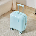 18 Inch Blue Carry-On Suitcase – Lightweight PVC Hardshell Travel Luggage with Password Lock & Universal Wheels