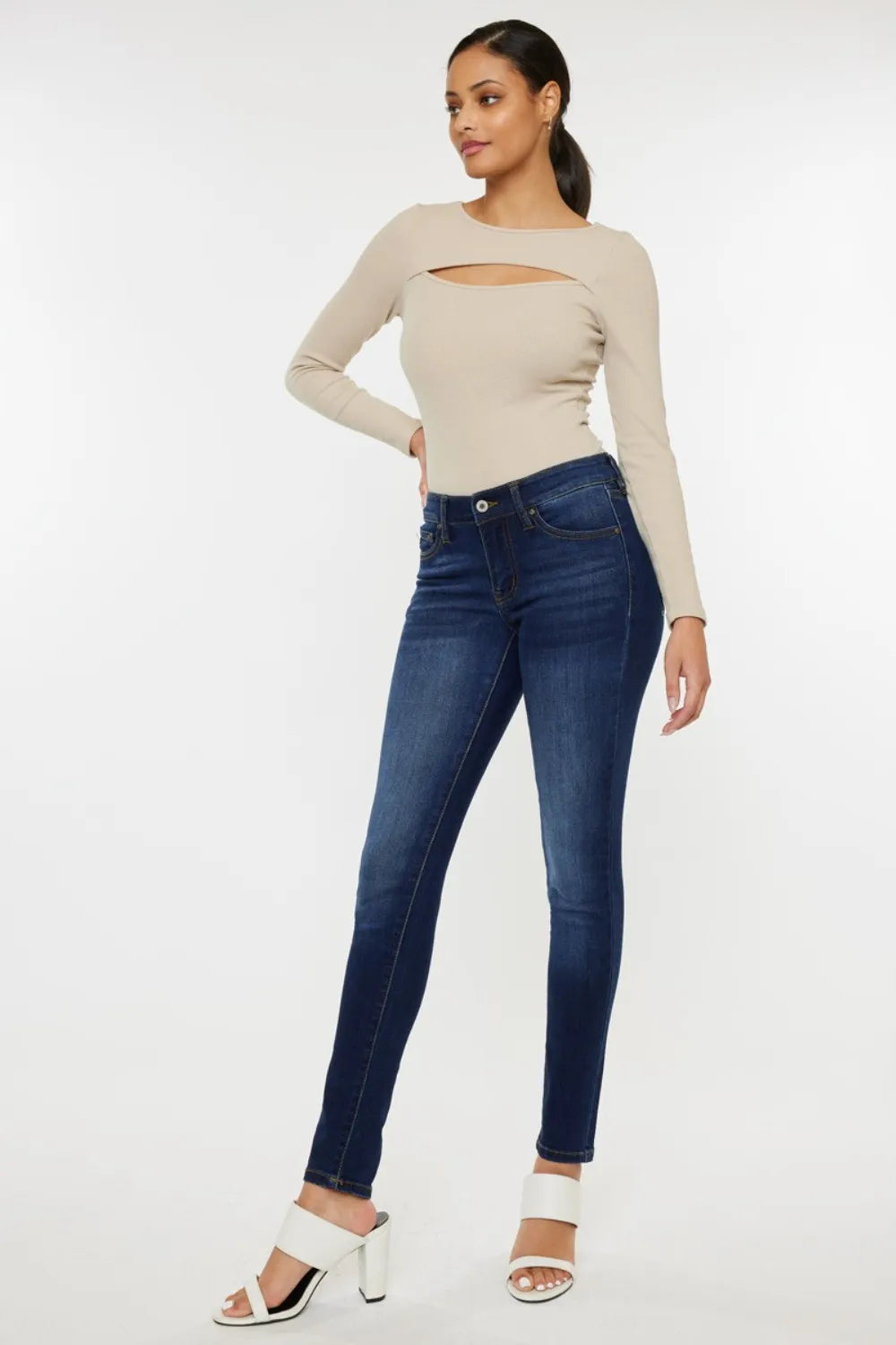 Kancan Mid Rise Gradient Wash Skinny Jeans