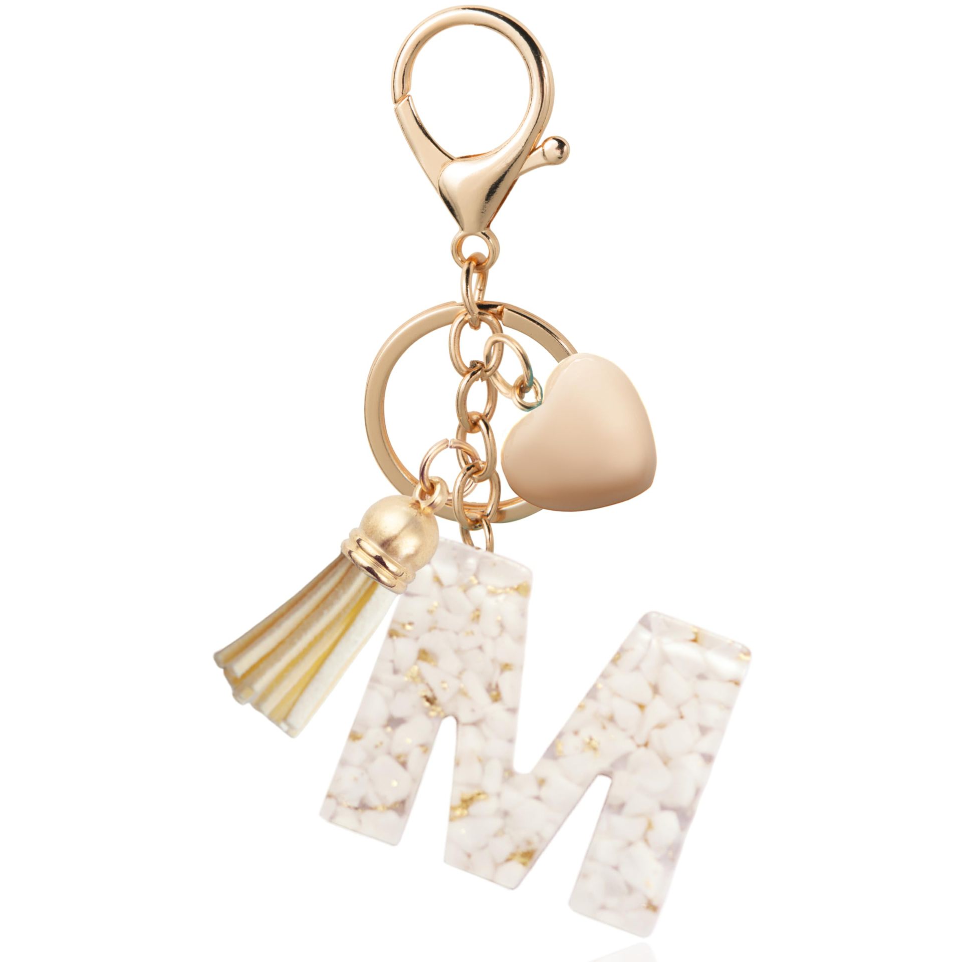 Personalized Heart Shell Letter Pendant Necklace with Tassel - A-Z Initial Charm