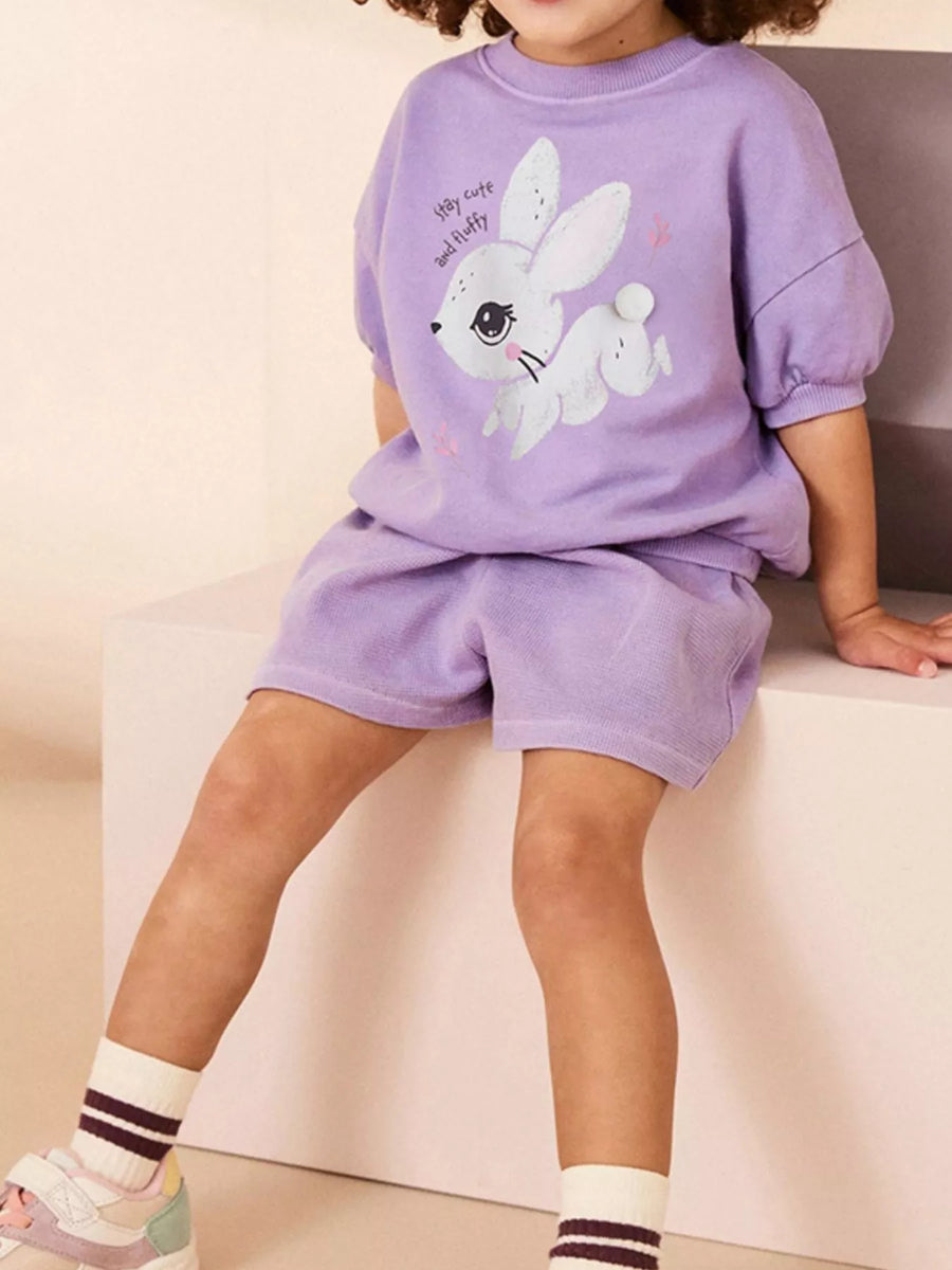 Bluebird Lane Bunny Half Sleeve Top and Shorts Set
