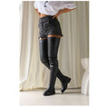 Plus-Size Women's Over-the-Knee Chunky Heel Boots - Round Toe Side Zipper