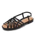 Women's Woven Openwork Sandals - Breathable Roman Style Buckle Sandals