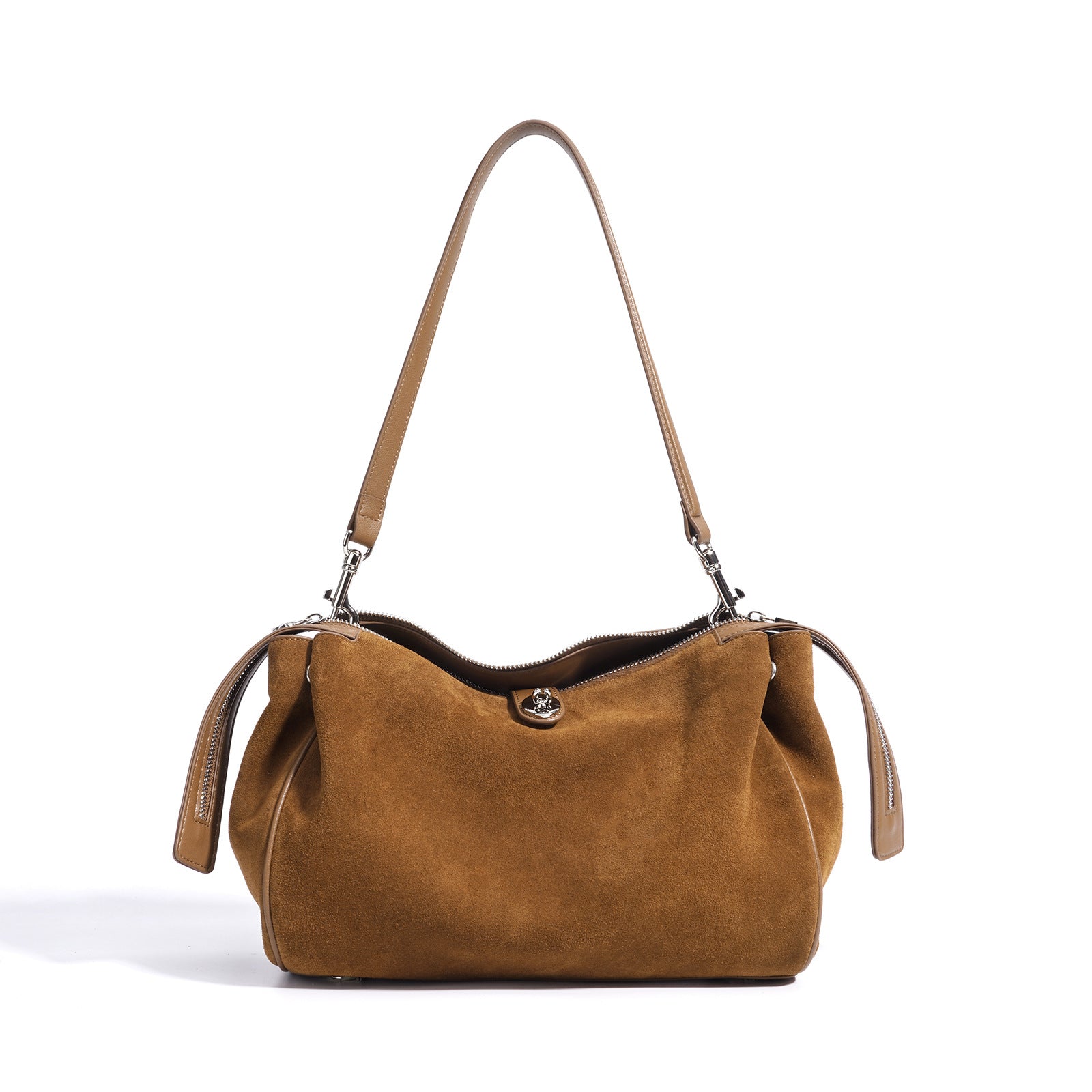 Women's Genuine Suede Leather Crossbody Pillow Bag | Double Strap Shoulder Bag