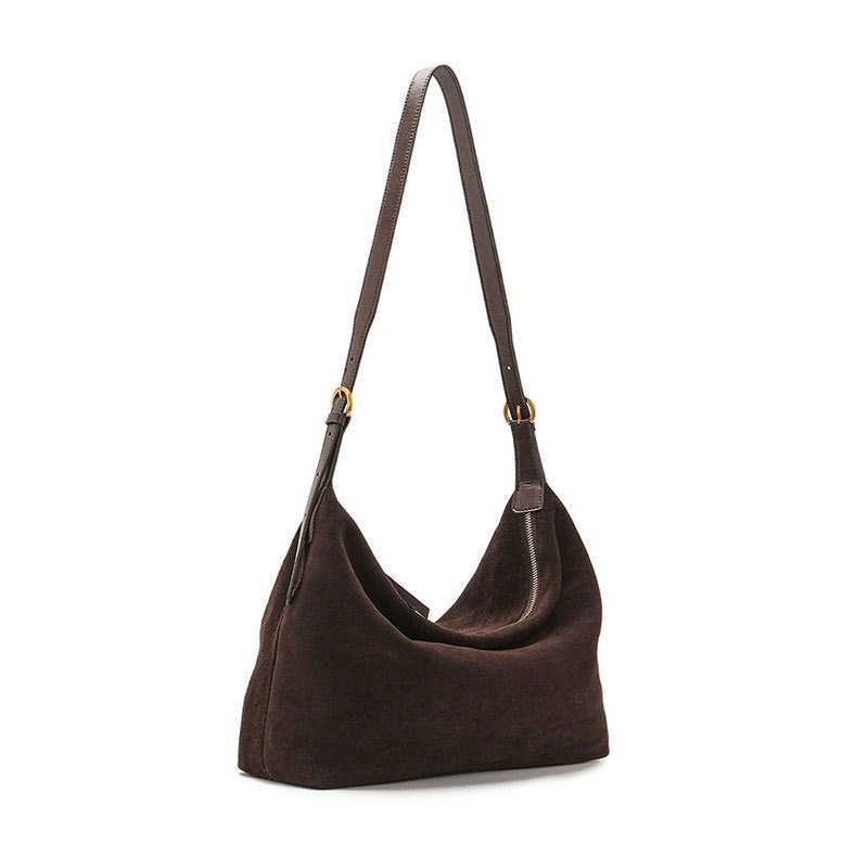 Premium Genuine Leather Crossbody Shoulder Bag for Women – Suede Commuter Handbag