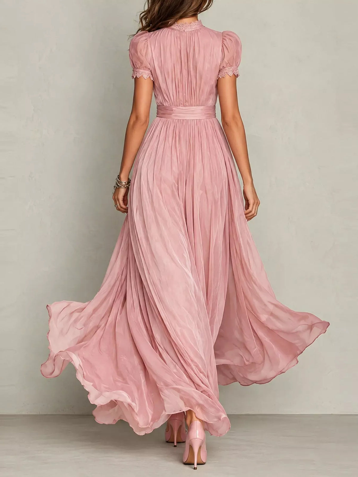 Mock-Neck Chiffon Keyhole Maxi Dress — photo 10