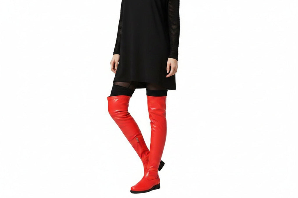 Women's Plus-Size Over-the-Knee Boots | Chunky Heel Side Zipper Nightclub Boots | Sizes 35–48