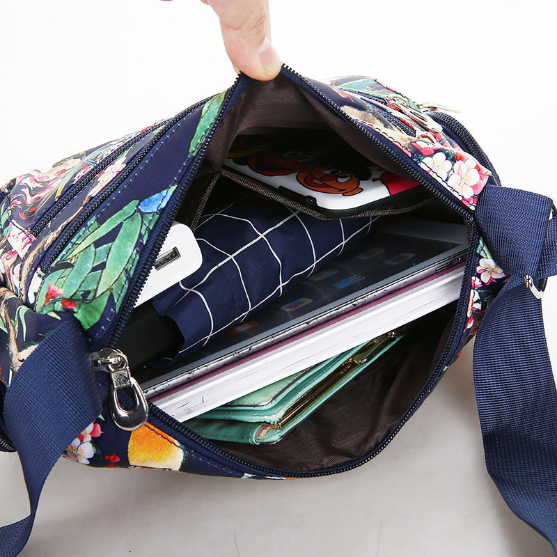 Women's Printed Canvas Shoulder Bag – Floral & Landscape Pattern Crossbody Handbag