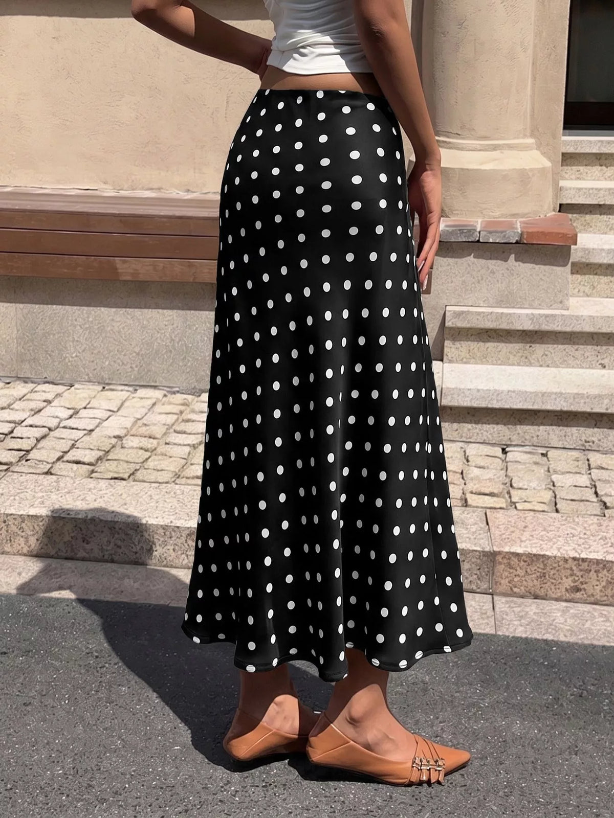 Polka-Dot Midi Skirt