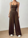 Women's strappy square-neck casual wide-leg jumpsuit