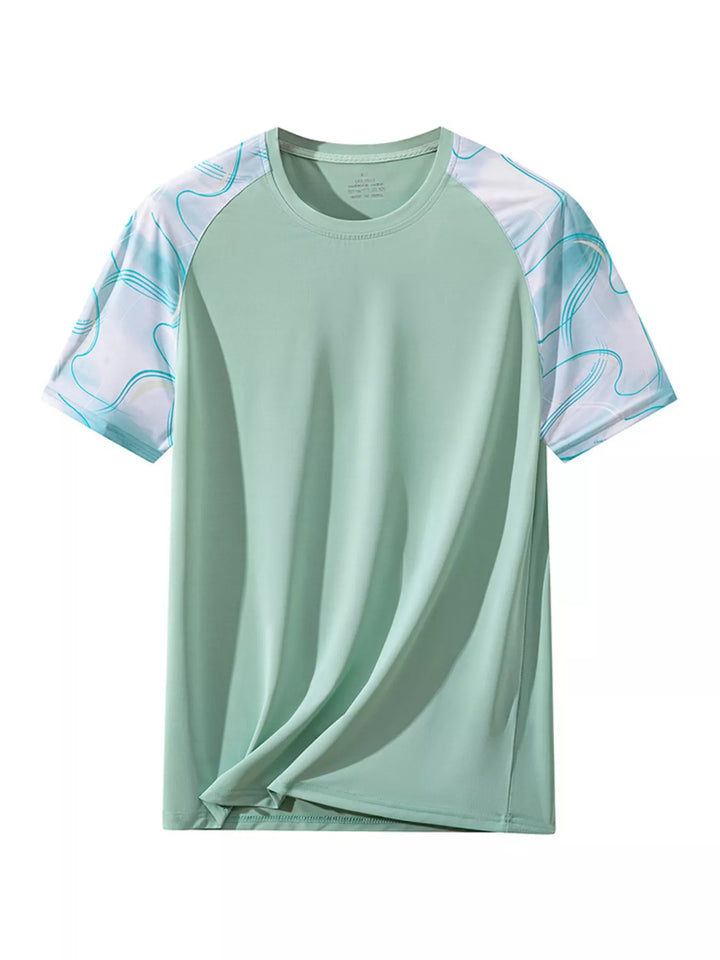 Men's color-block performance T-shirt in green