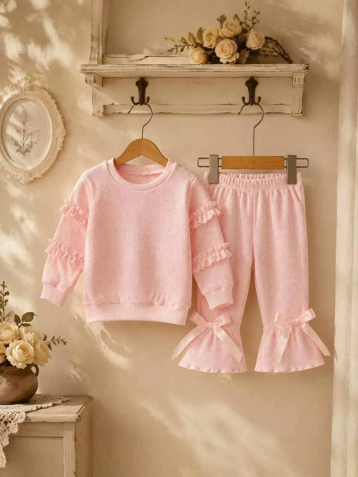 Girls' Ruffle-Sleeve Top & Bow Flare Pants Set — photo 6