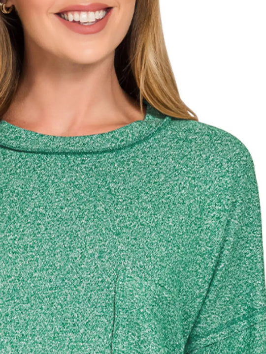 Another view: Soft Melange Hacci Round-Neck Long Sleeve T-Shirt