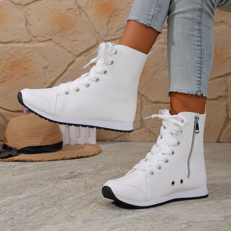 Women's Side-Zip Flat Ankle Boots - Casual Round Toe Winter Boots