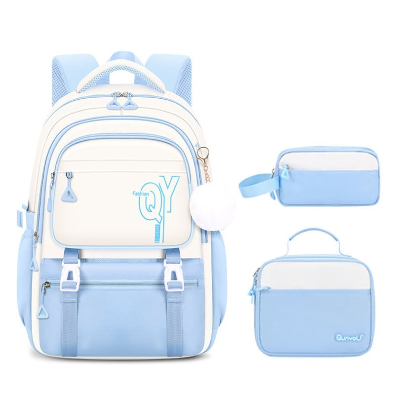 Girls 3-Piece School Backpack Set with Pencil Case & Lunch Bag | Cute Kids Bookbag | Oxford Cloth | Waterproof