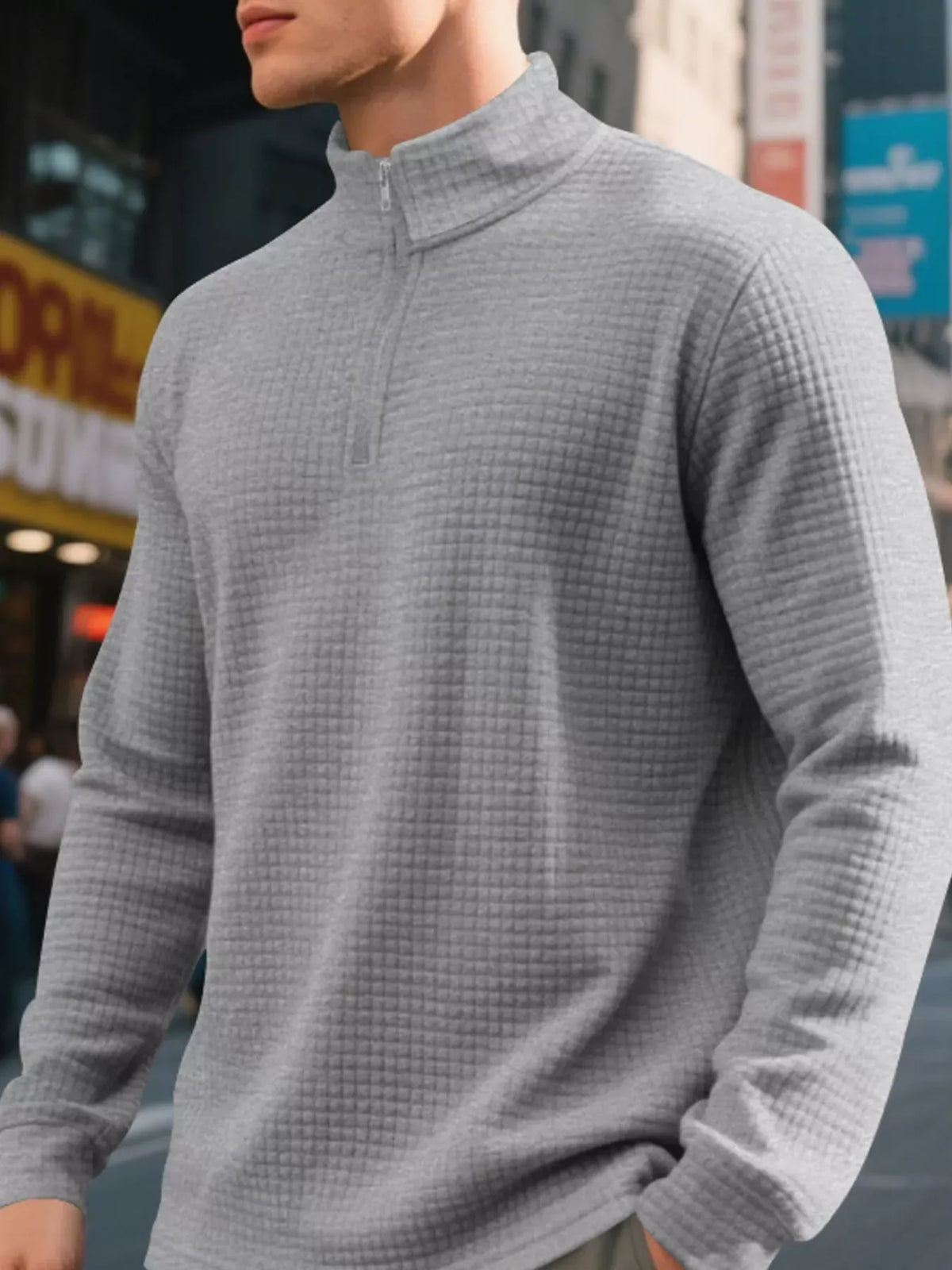 Men's Waffle-Knit Quarter-Zip Sweatshirt — photo 23