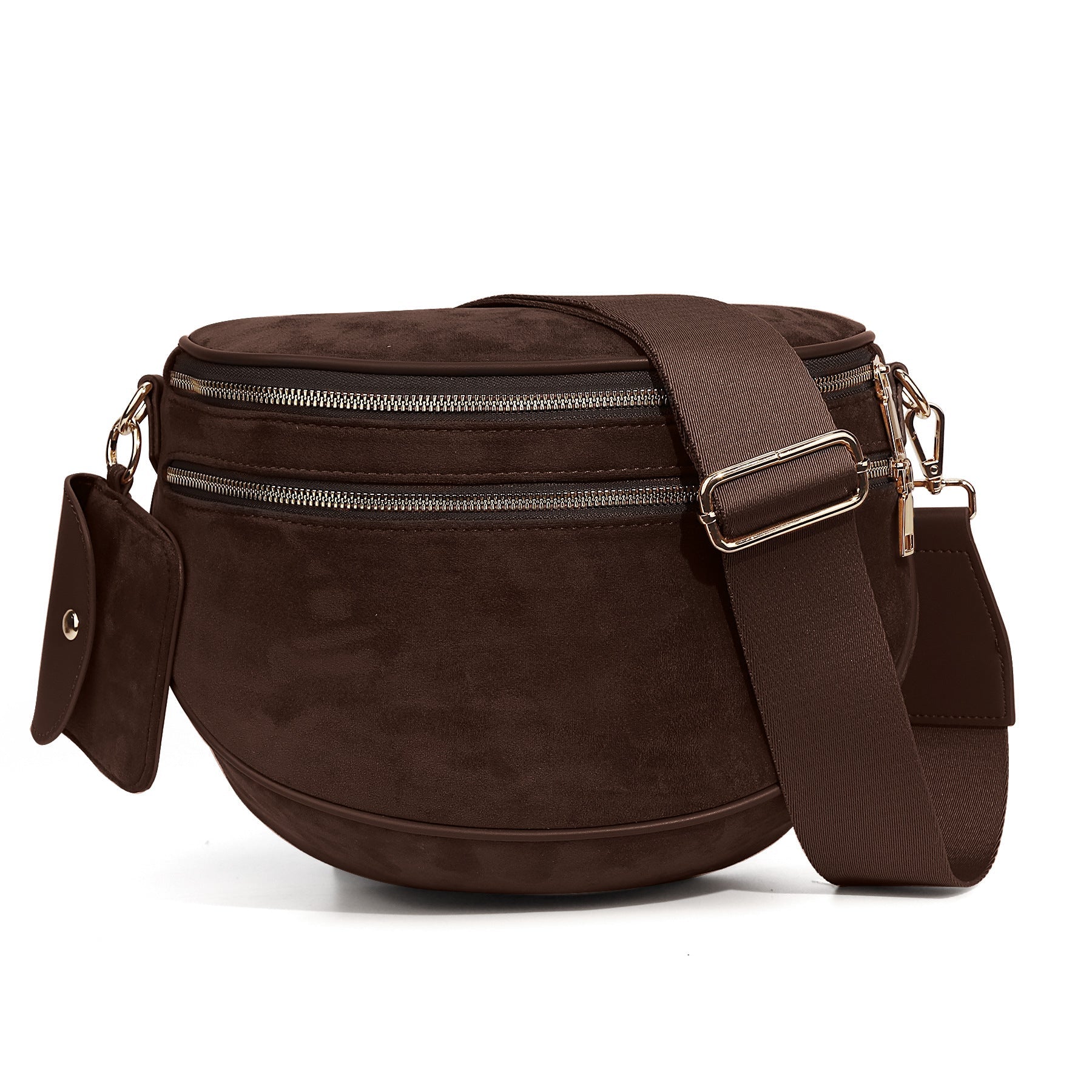 Women's Suede Crossbody Bag – Round Fashion Shoulder Bag