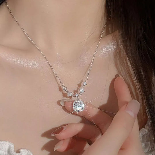 Another view: 2 Carat Moissanite 925 Sterling Silver Pendant Necklace