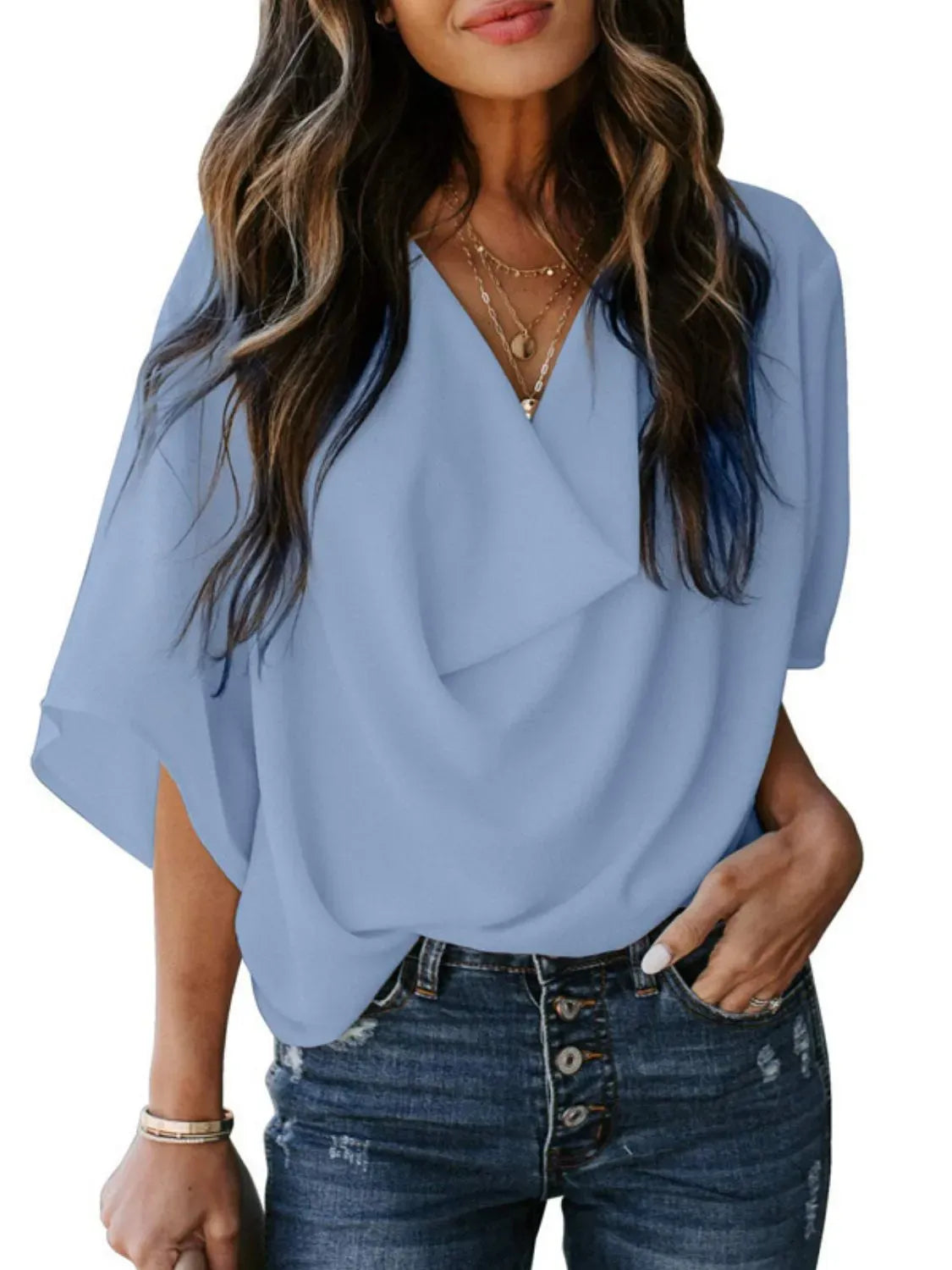 Women's Ruched 3/4-Sleeve Blouse – Regular & Plus Sizes — photo 14
