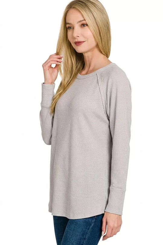 Another view: Zenana Baby Waffle Long Sleeve Top