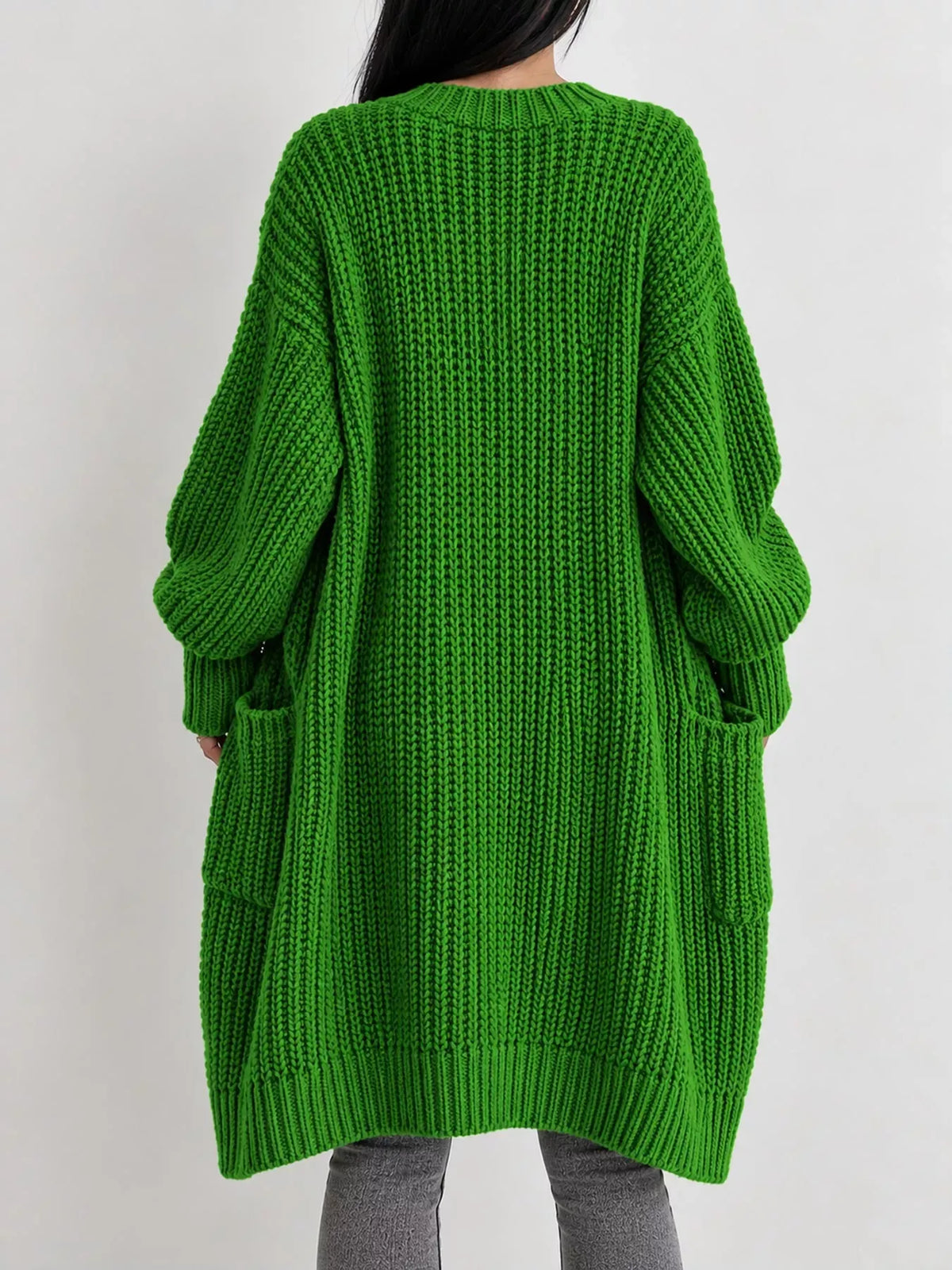 Oversized Openwork Longline Cardigan with Pockets — photo 3