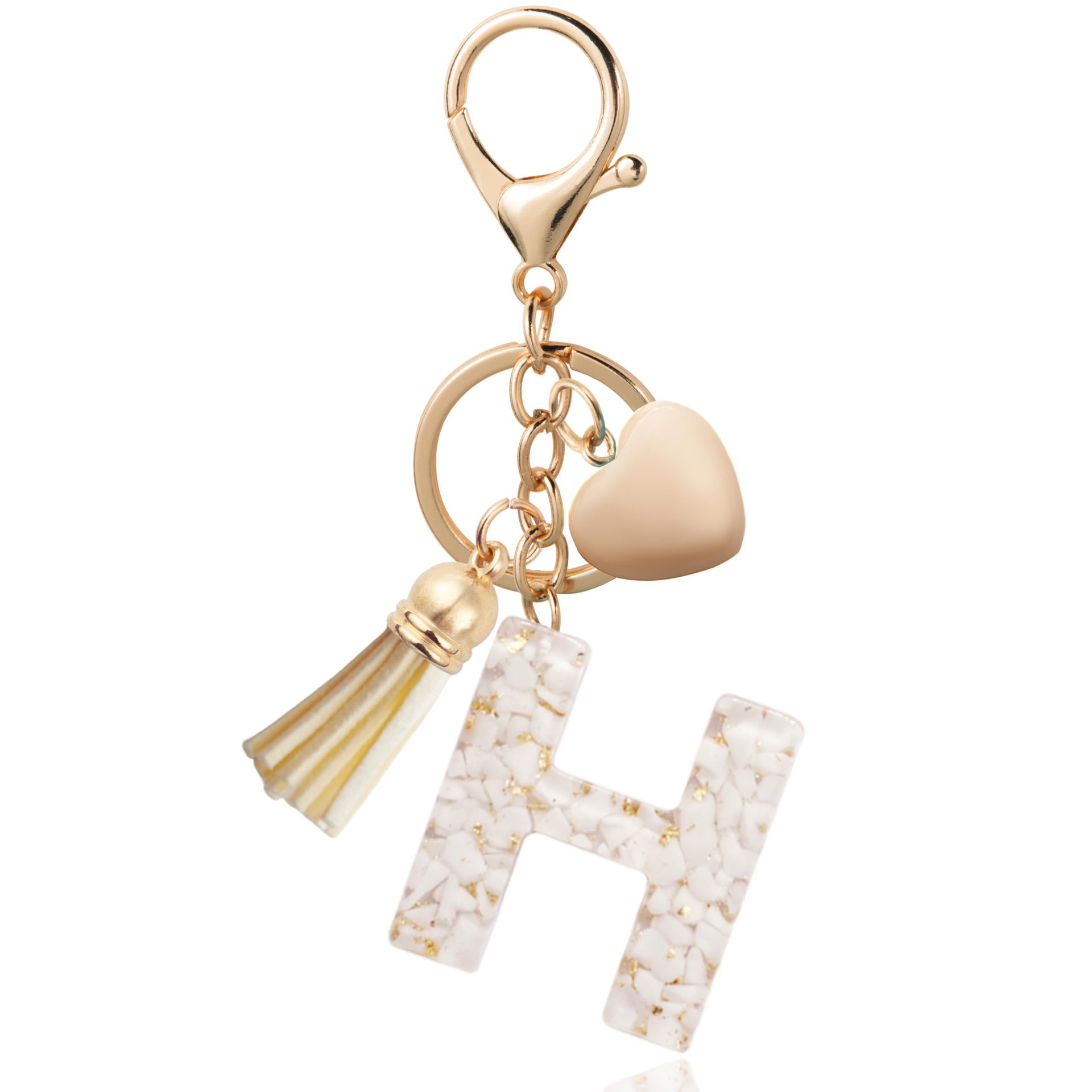 Personalized Heart Shell Letter Pendant Necklace with Tassel - A-Z Initial Charm